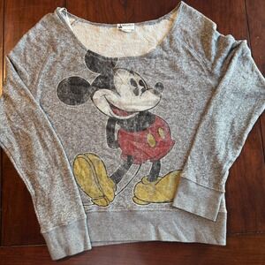 Disney Parks Mickey Mouse Gray Sweatshirt Womens Large Graphic‎ Pullover